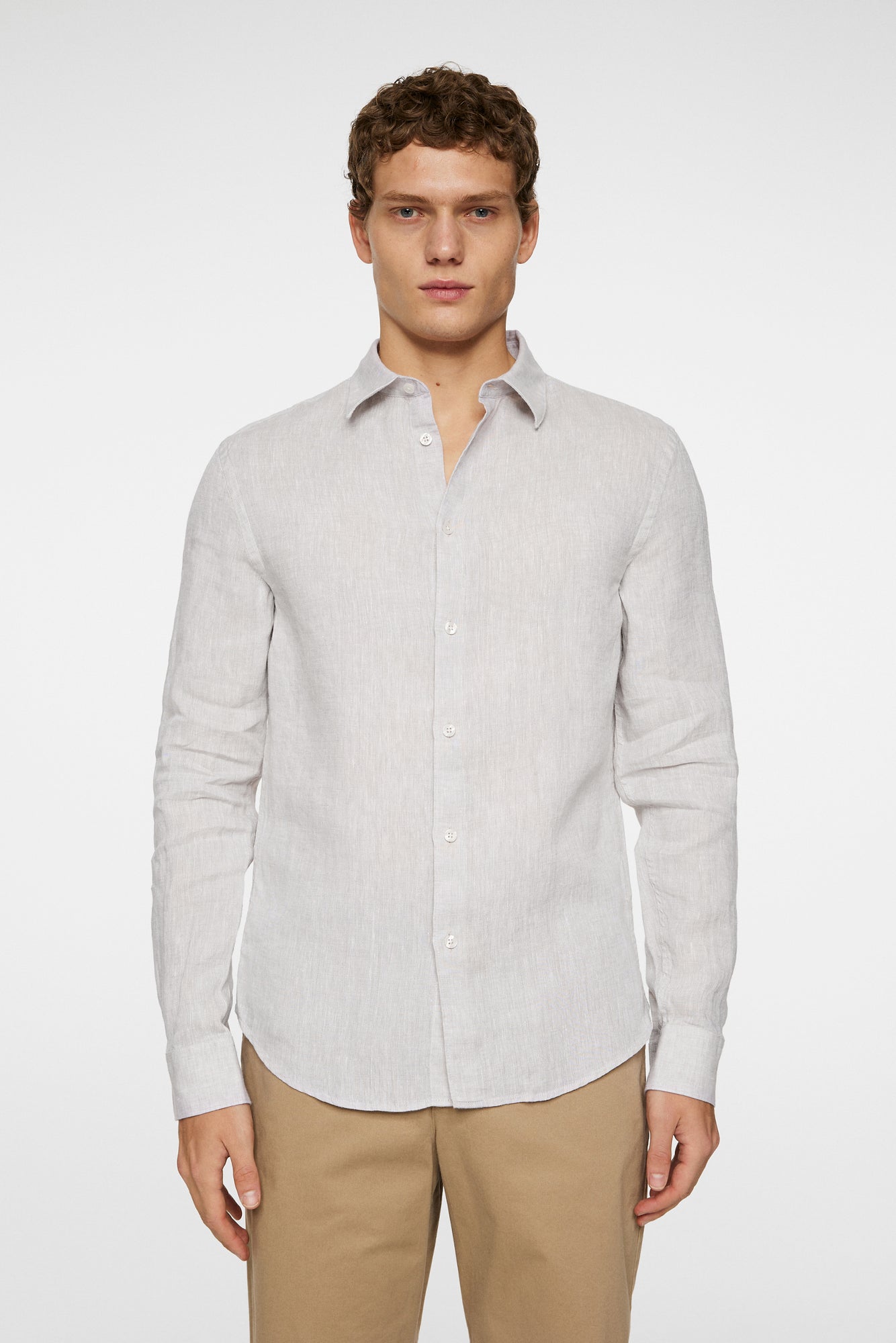Men | Slim LS Linen Melange Shirt | Moonbeam