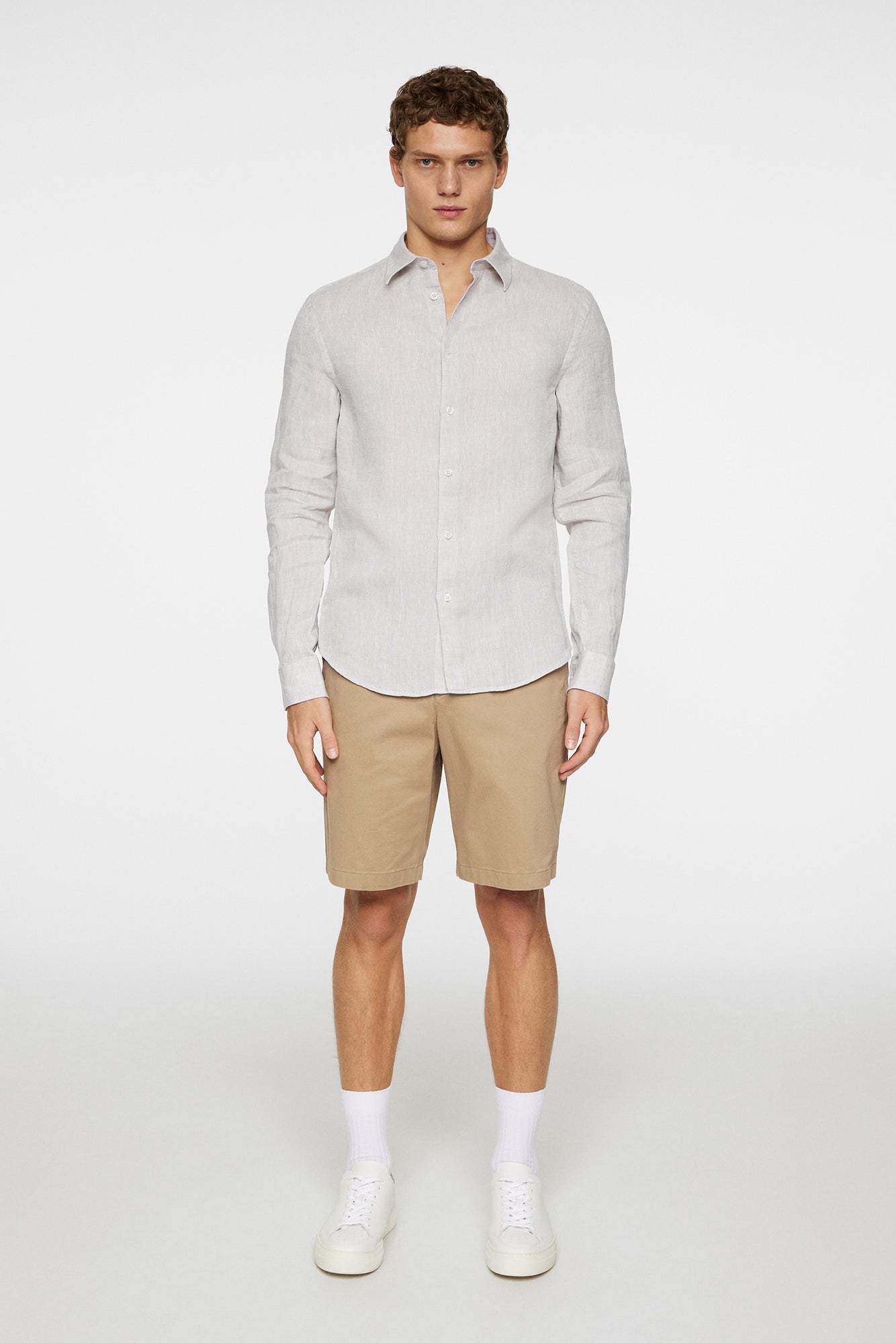 Men | Slim LS Linen Melange Shirt | Moonbeam
