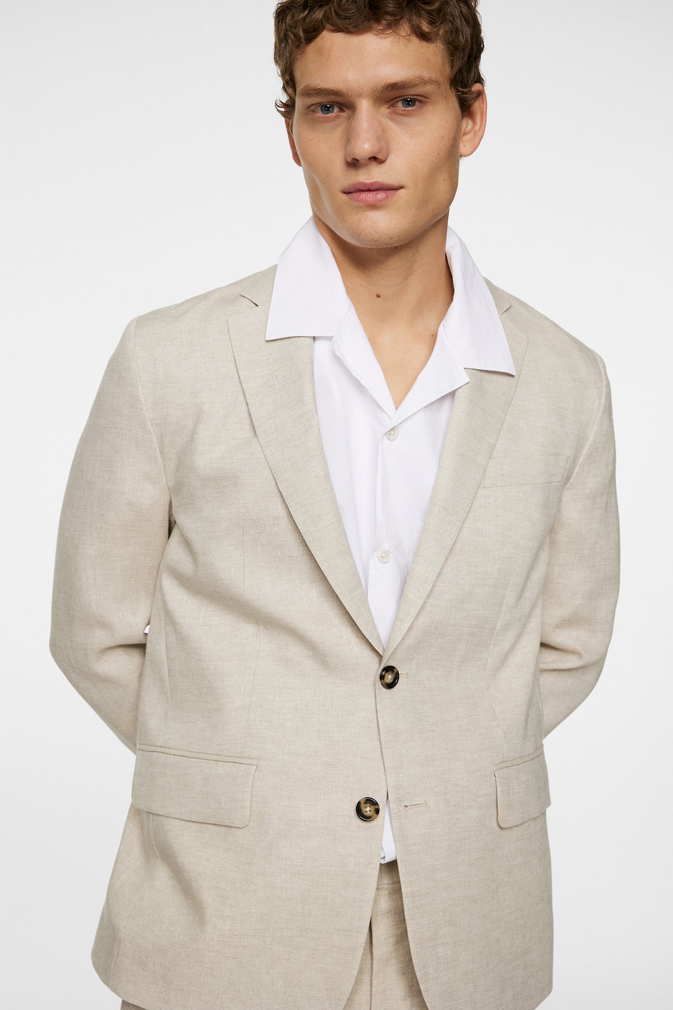 Men | Elton U Super Linen Blazer | Moonbeam