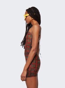 Women | KNWLS | Multi Strap Sport Dress With Logo Acid Plaid Ginger Red