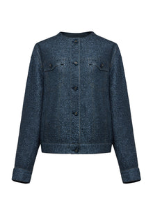 Faux Denim Jacket | Navy