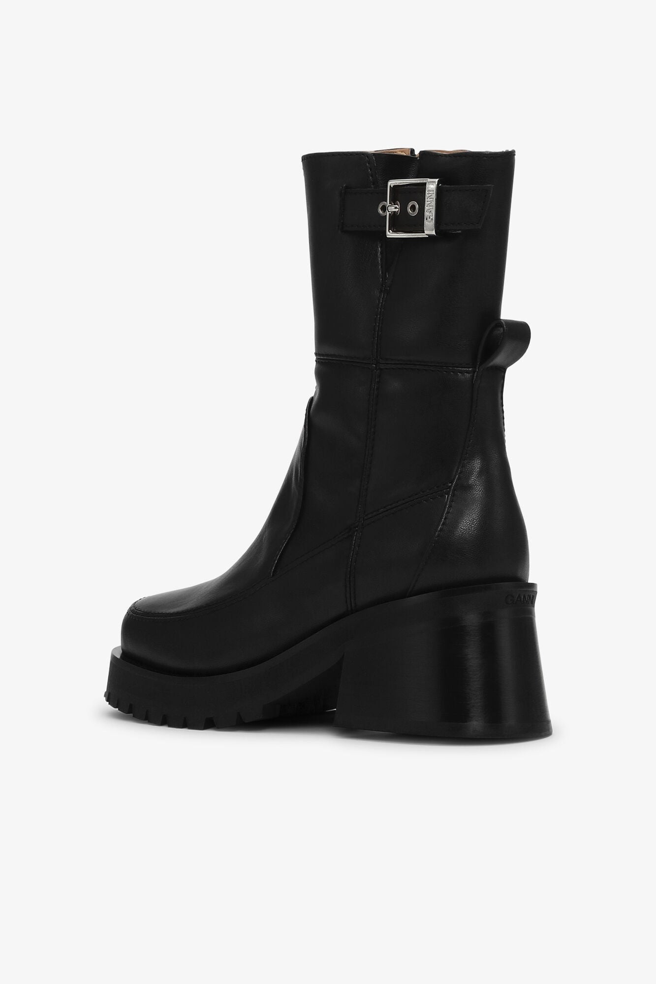 Feminine Buckle Platform Boots | Black