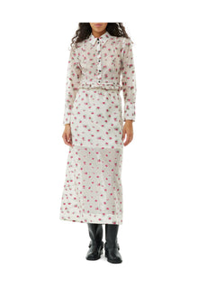 Floral Organza Jacquard Long Elasticated Skirt | Tofu