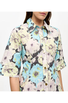Floral Printed Cotton Long Shirt Dress | Multicolour