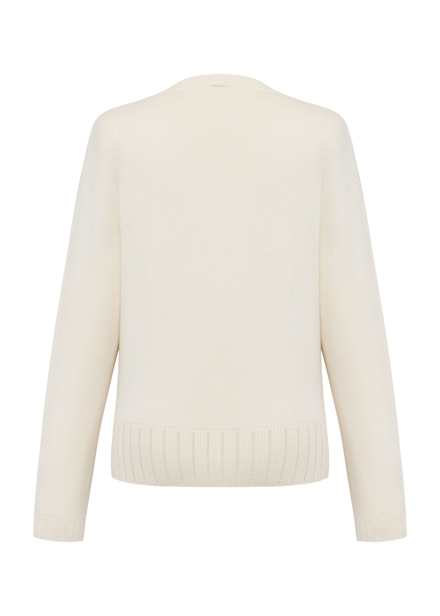 Floral Round-Neck Knit Sweater | Beige