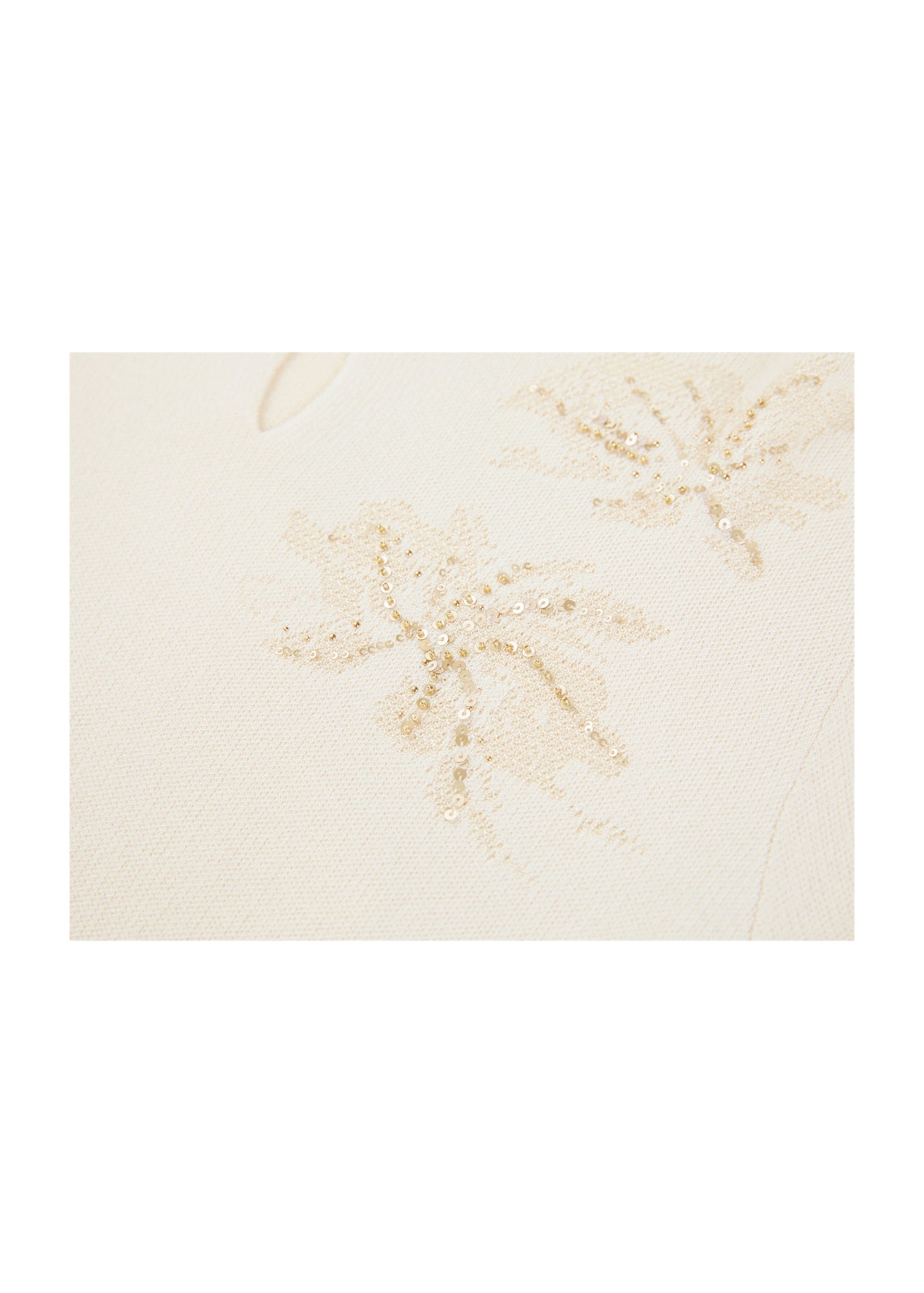 Floral Round-Neck Knit Sweater | Beige
