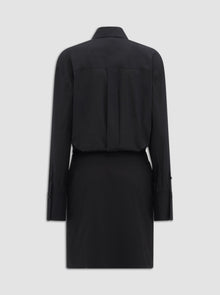 Gemini Wrap Shirt Dress | Black