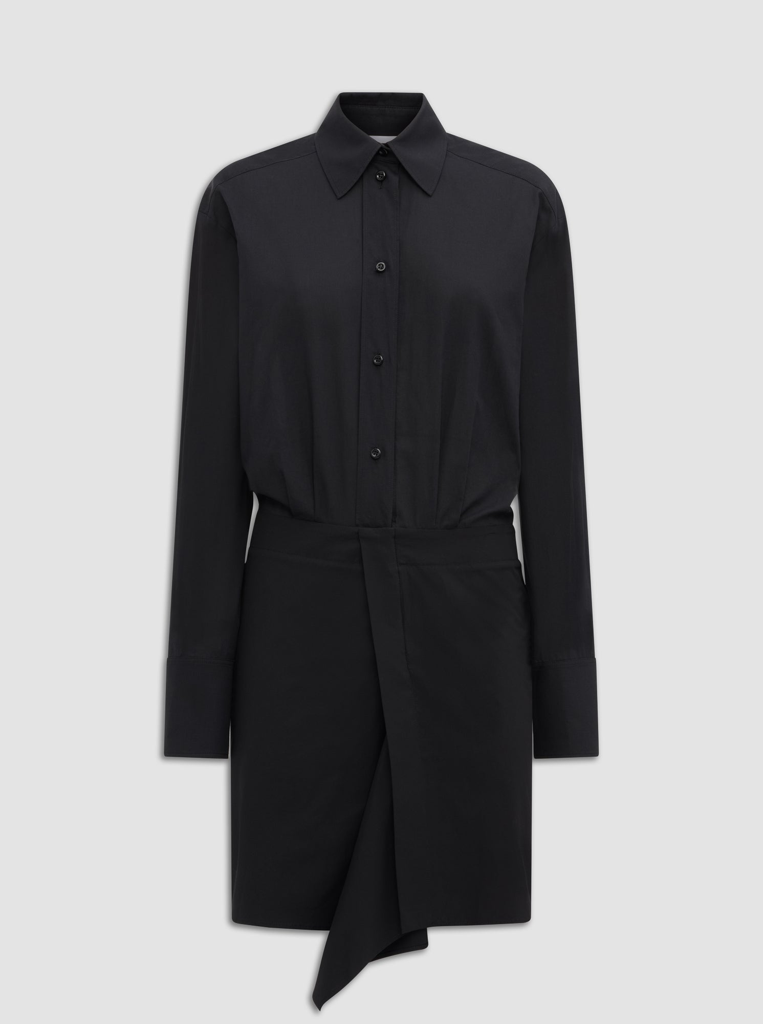 Gemini Wrap Shirt Dress | Black