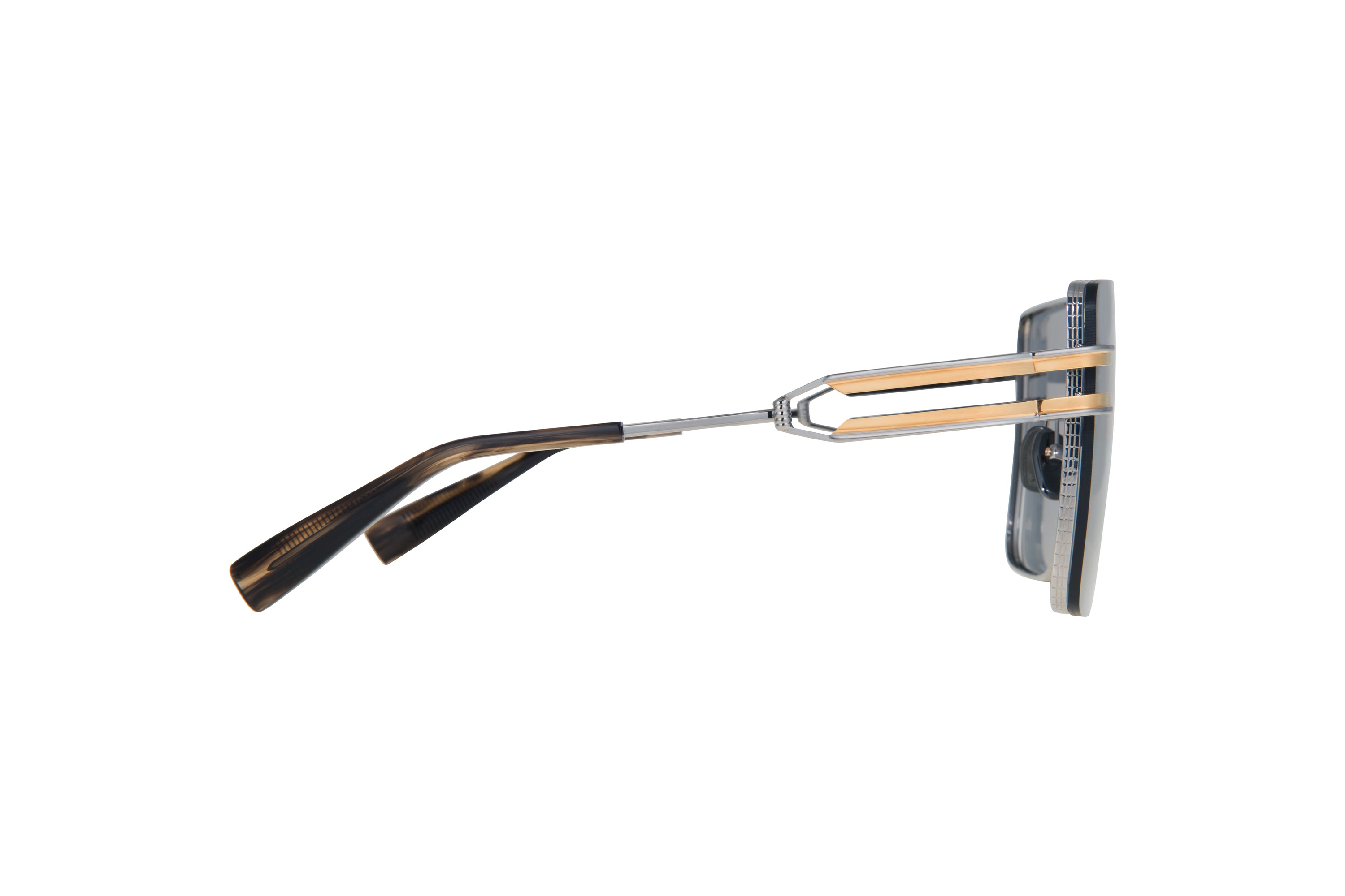 Womens | Gendarme Sunglass | Black Palladium - Gold - Dark Brown Swirl | Medium Grey