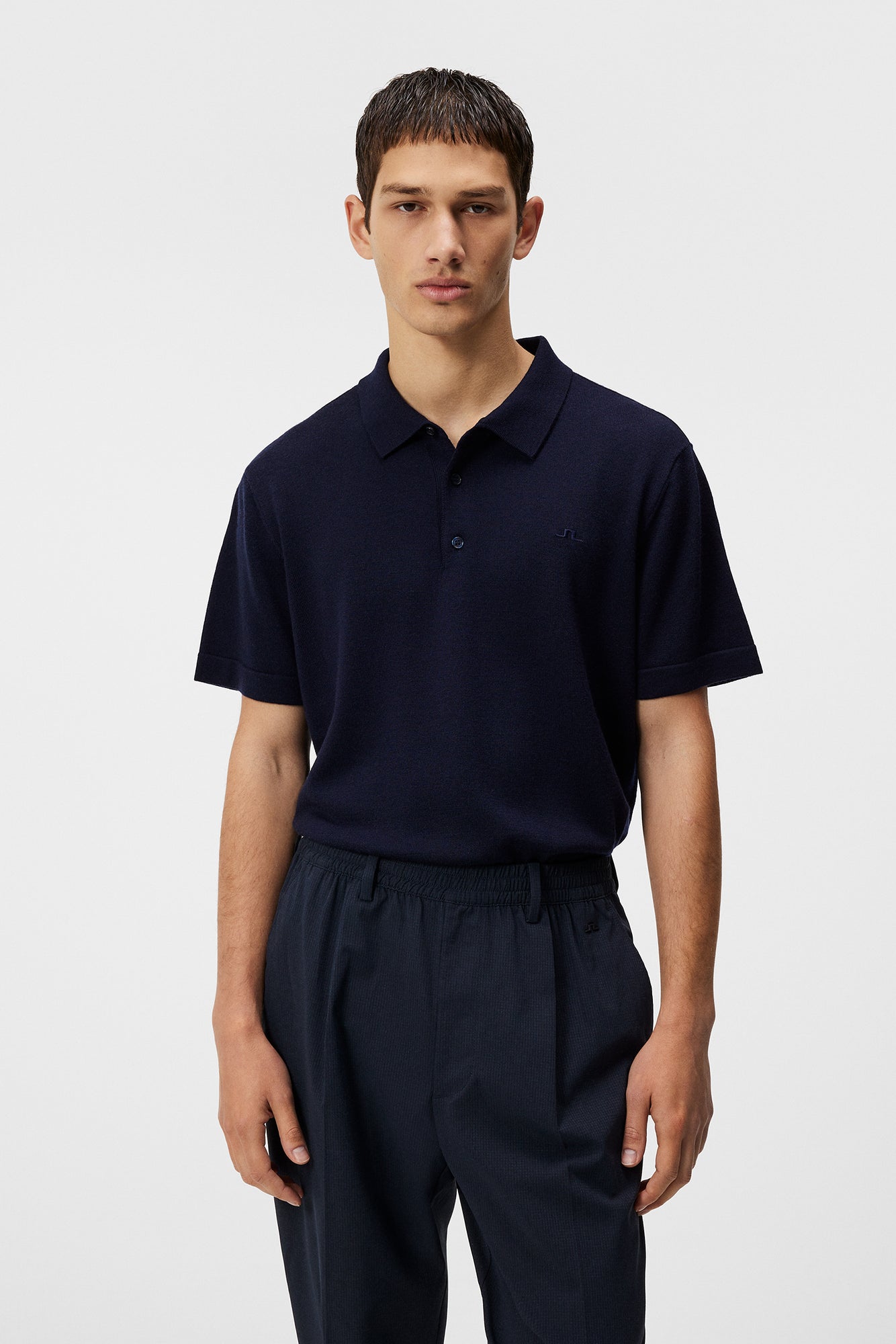 Men | Lear Knitted Shirt | JL Navy
