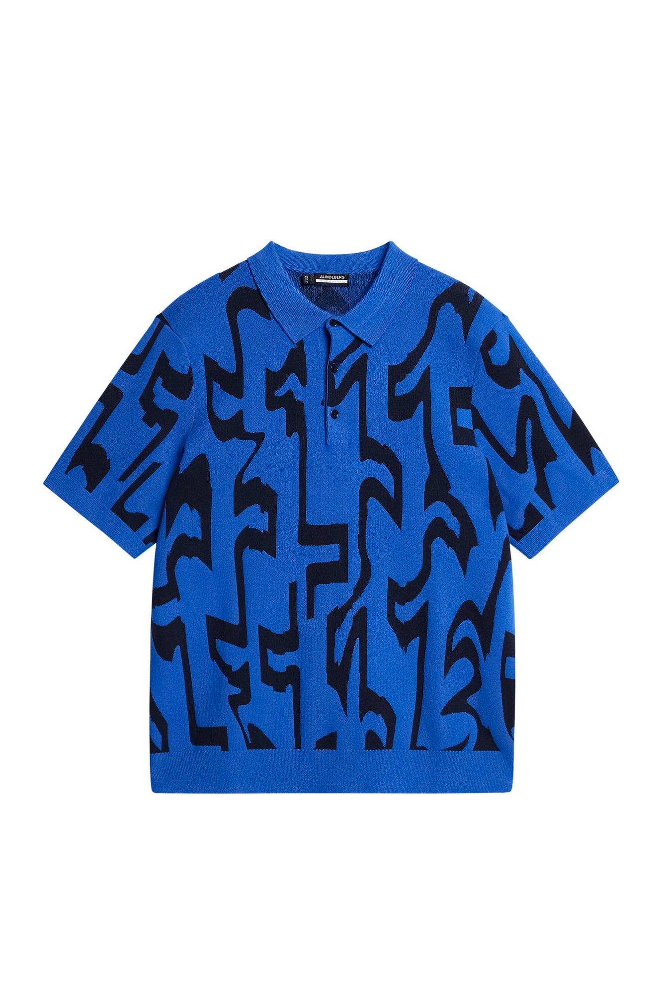 Nate Jacquard Knitted Shirt in Glitch Slice Blue by J.Lindeberg