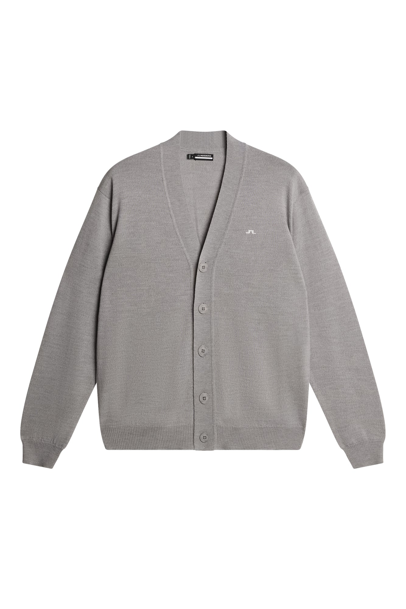 Lucas Knitted Cardigan in Light Grey Melange by J.Lindeberg