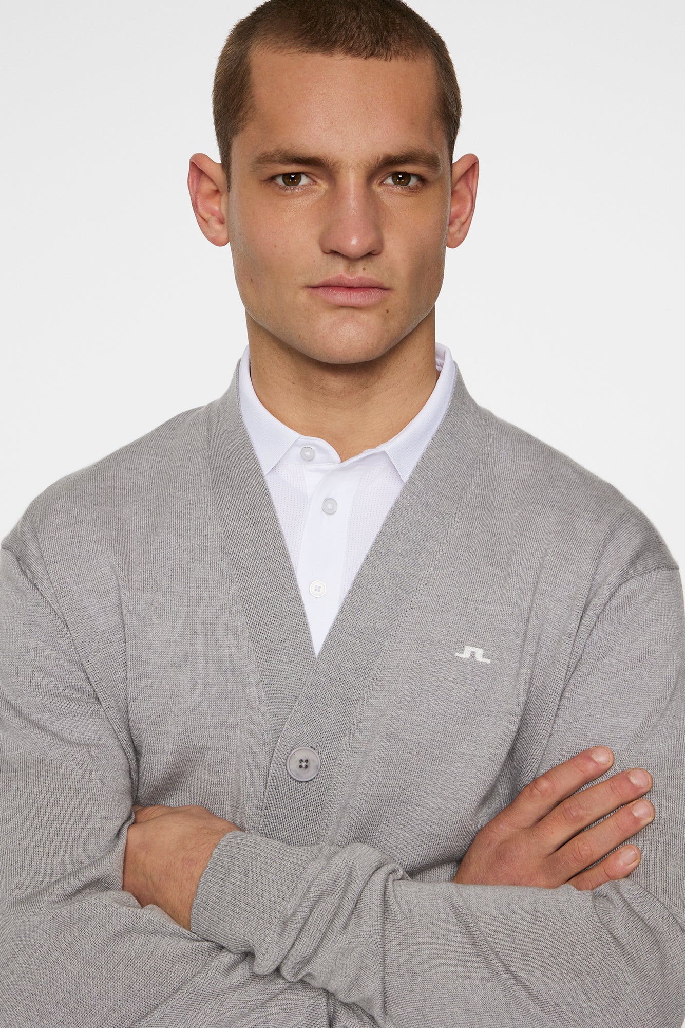 Men | Lucas Knitted Cardigan | Light Grey Melange