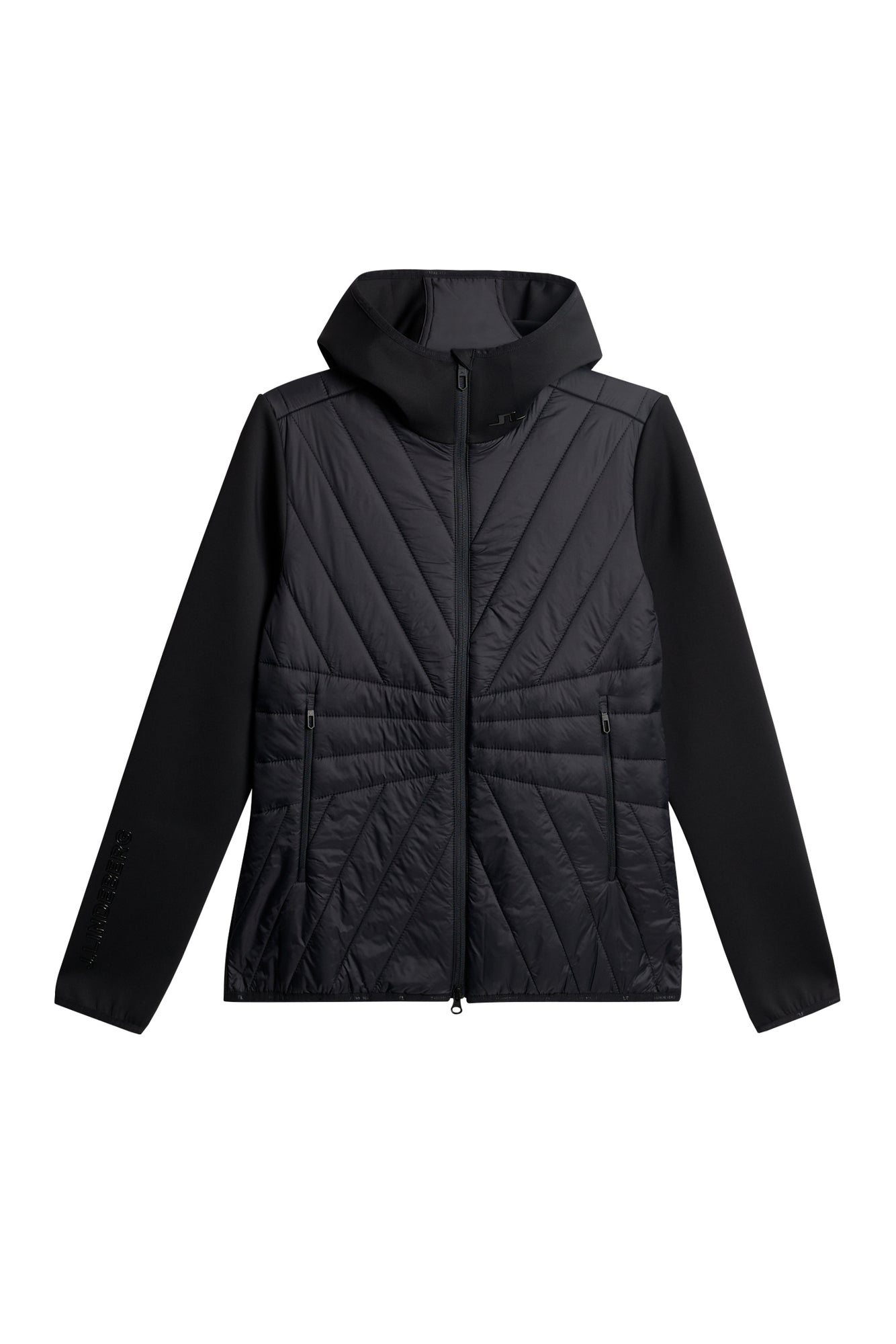 Holma Quilt Hybrid Hood in Black by J.Lindeberg