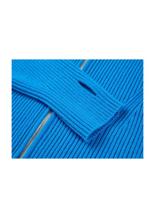 Gemstone Wool-Cashmere Oversized Lapel Cardigan | Blue