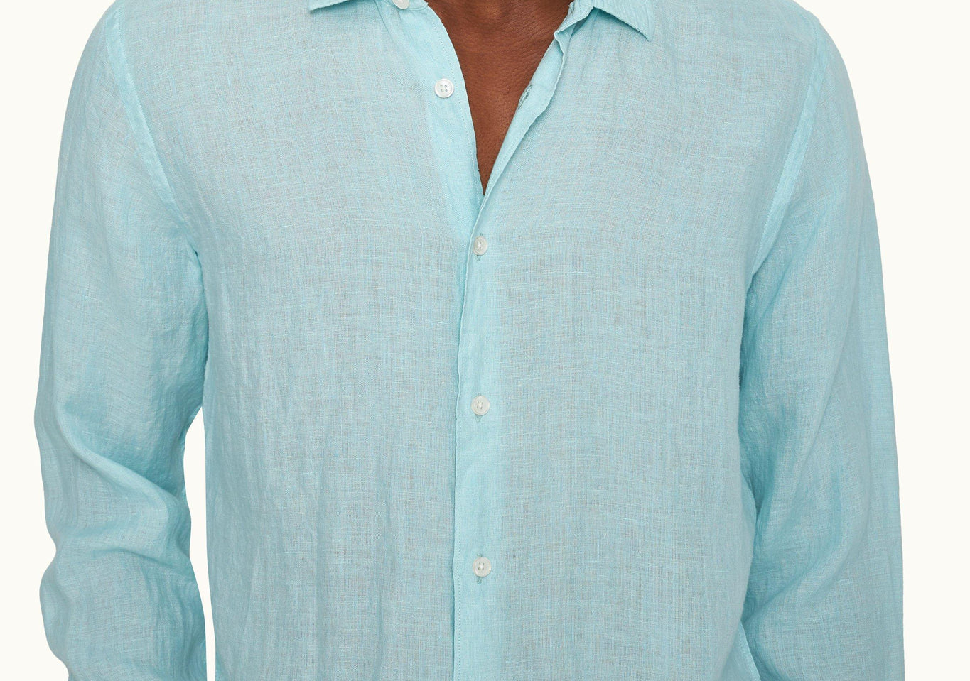 Giles Lino Tailored Fit Classic Collar Linen Shirt Woven | Light Sky Pool
