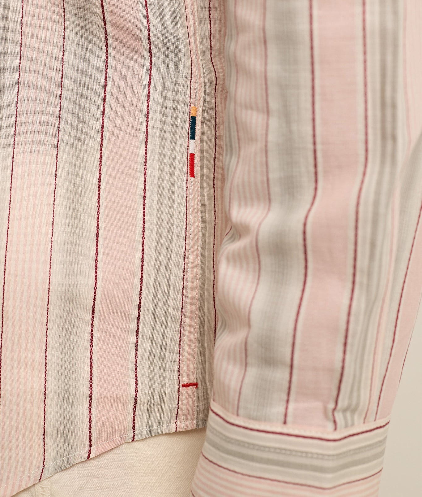 Giles Stripe Classic Collar Tailored Fit Cotton Shirt With Soft Stripe | Pink/Grey Stripe