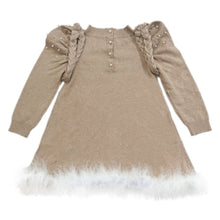 Girl | Anna Knit Dress with Feathered Hem | Beige