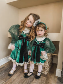 Girl | Aurora Royal Velour Dress | Green