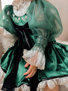 Girl | Aurora Royal Velour Dress | Green