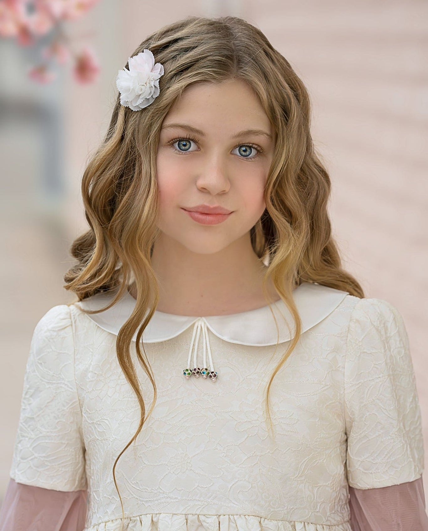 Girl | Cherry Blossom Dress | White x Pink