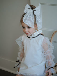 Girl | Embroidered Flower Hair Bows | White