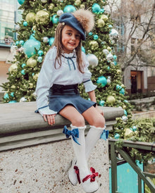 Girl | Knee High Socks Royal | White x Blue
