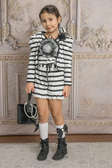 Girl | Monaco Black and White Striped Top and Shorts Set