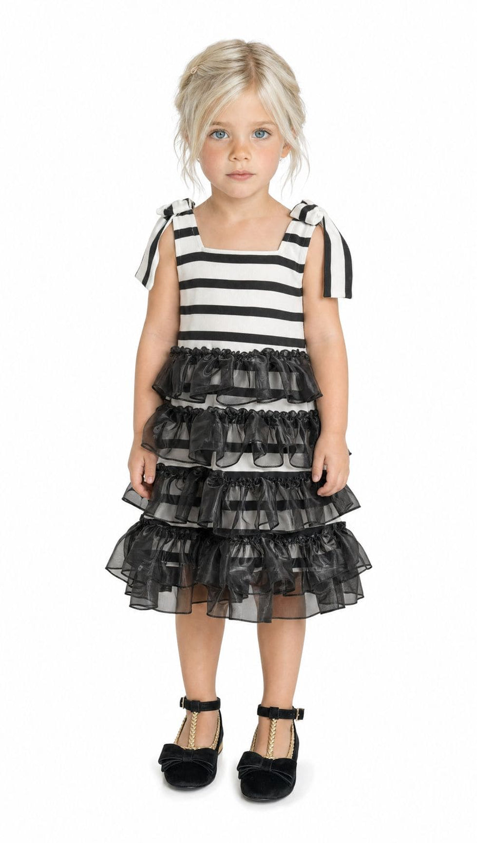 Girl | Monaco and Striped Dress | Black x White