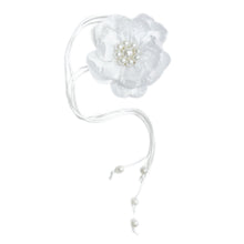 Girl | Pearl Ceremony Flower Tie With Pearl Tassels | White