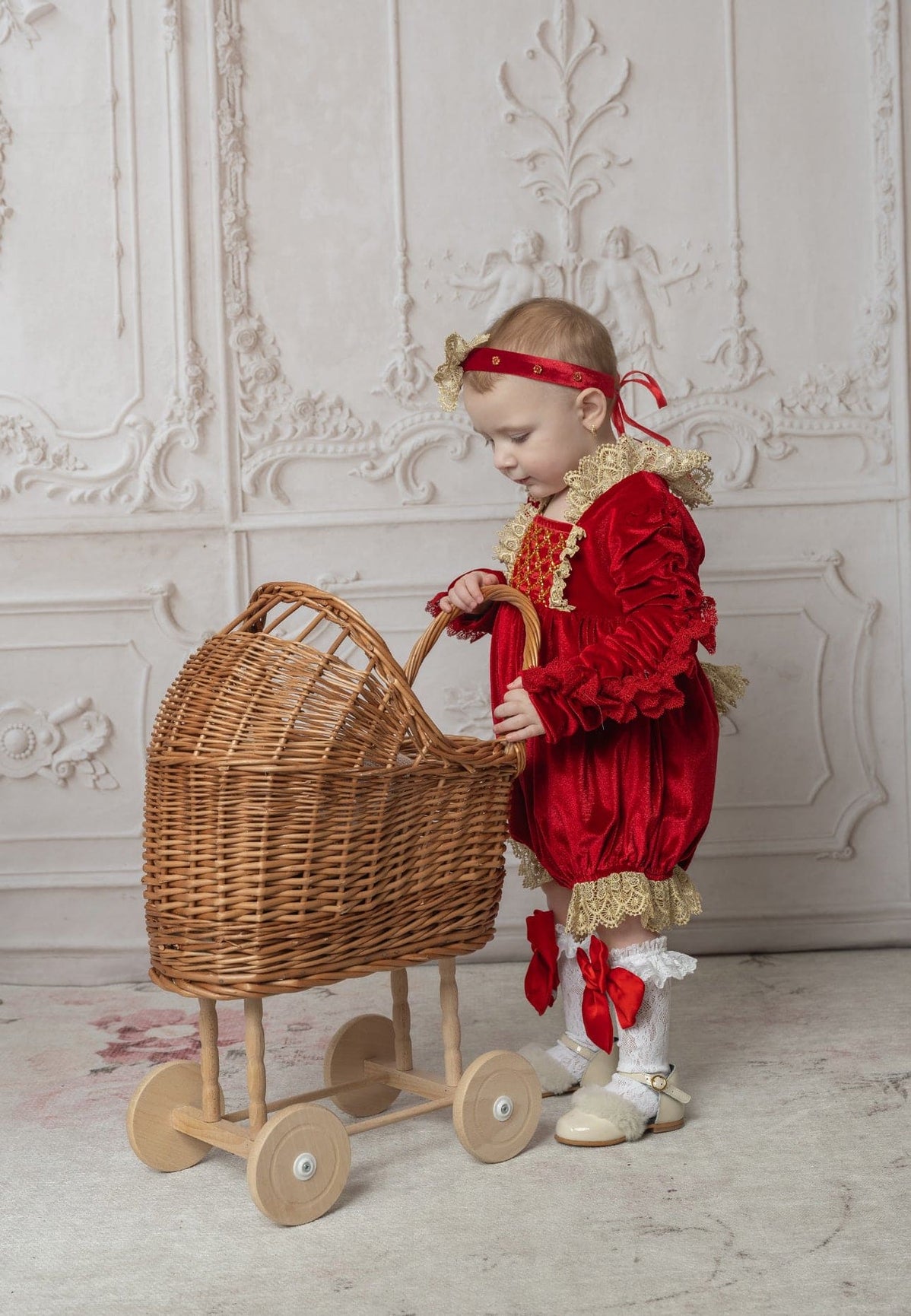 Girl | Victoria Velvet Romper | Red