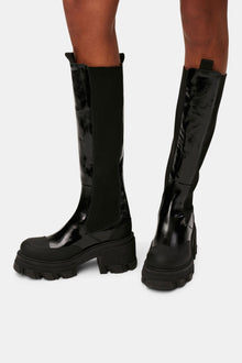 Glossy Cleated Chelsea Boots | Black (V2)