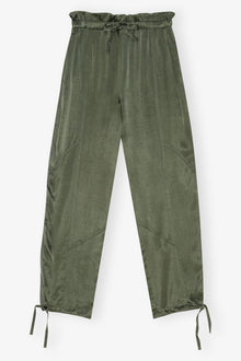 Green Washed Satin Trousers | Climbing Ivy