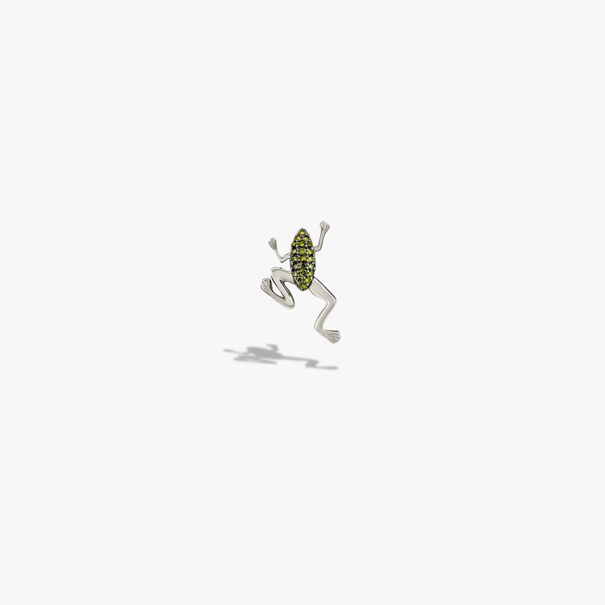 Awe Inspired Earrings 925 Sterling Silver / Single Left Green Diamond Baby Frog Studs