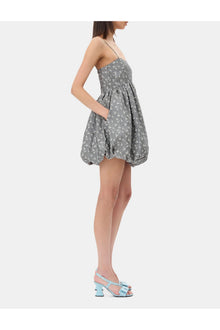 Grey Jacquard Strap Mini Dress | Smoked Pearl