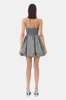 Grey Jacquard Strap Mini Dress | Smoked Pearl