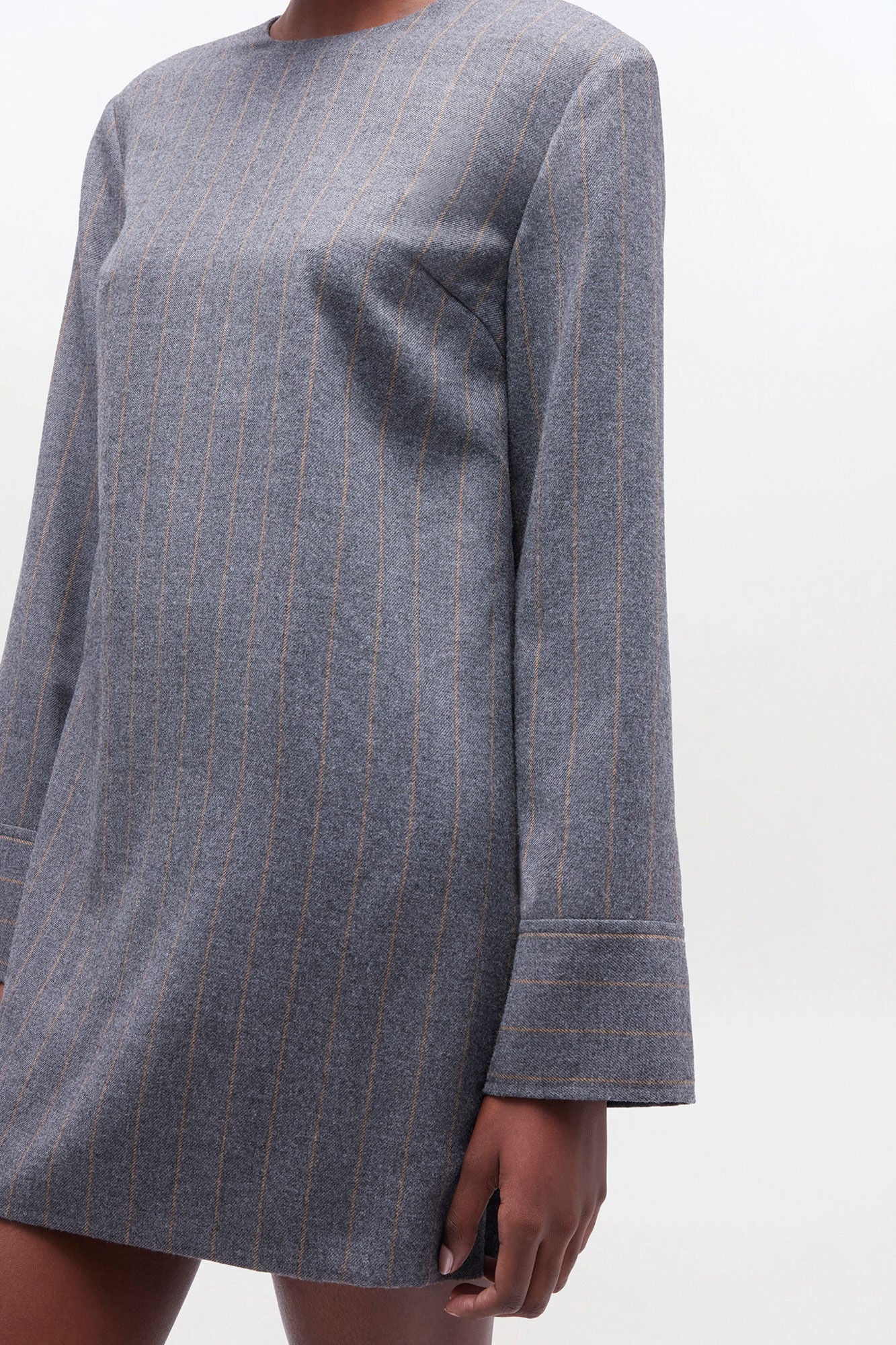 Grey Stripe Circle Collar Dress | Pewter