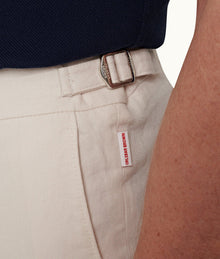 Griffon Linen Tailored Fit Linen Trousers | White Sand