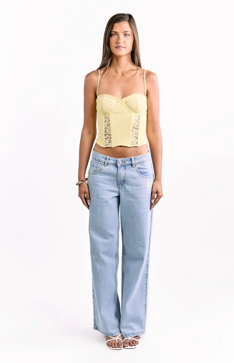 Gwen Lace Corset Top | Yellow
