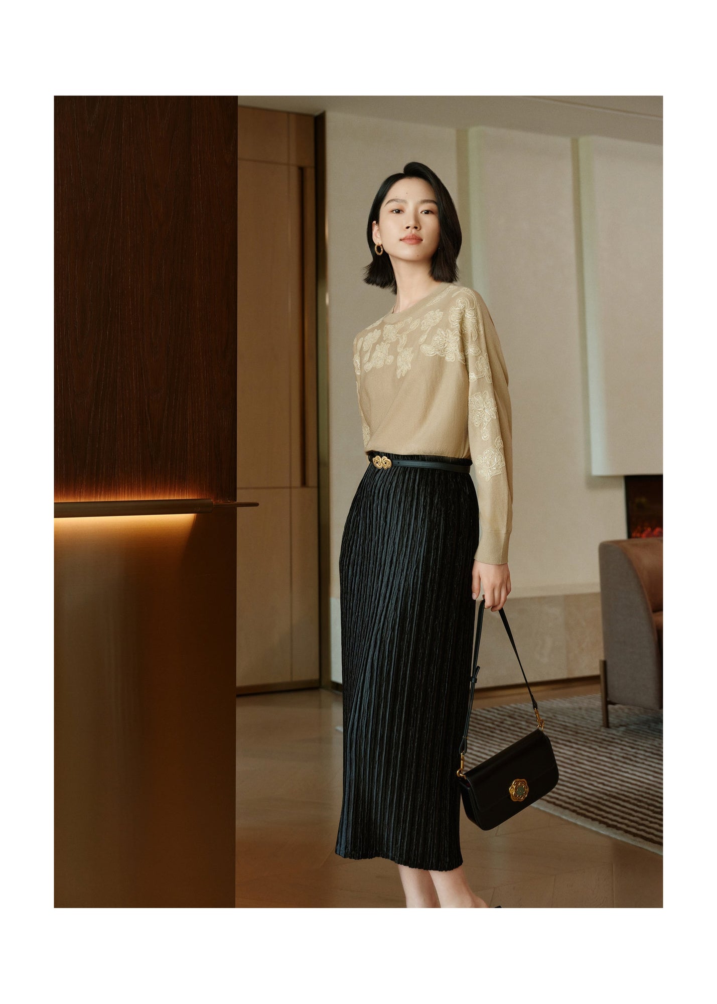 H-Shaped Pencil Skirt | Black