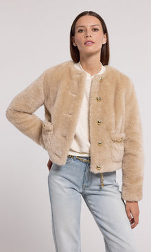 Jen Faux Lamb Fur Jacket | Truffle