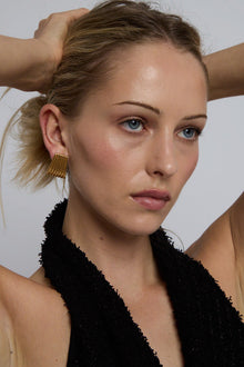 Ribbed Statement Earrings | Gold Plated