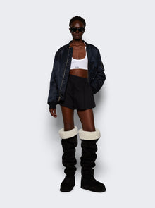 Women | Amina Muaddi | Heidi Thigh High Boot Crosta And Ivory Shearling | Black