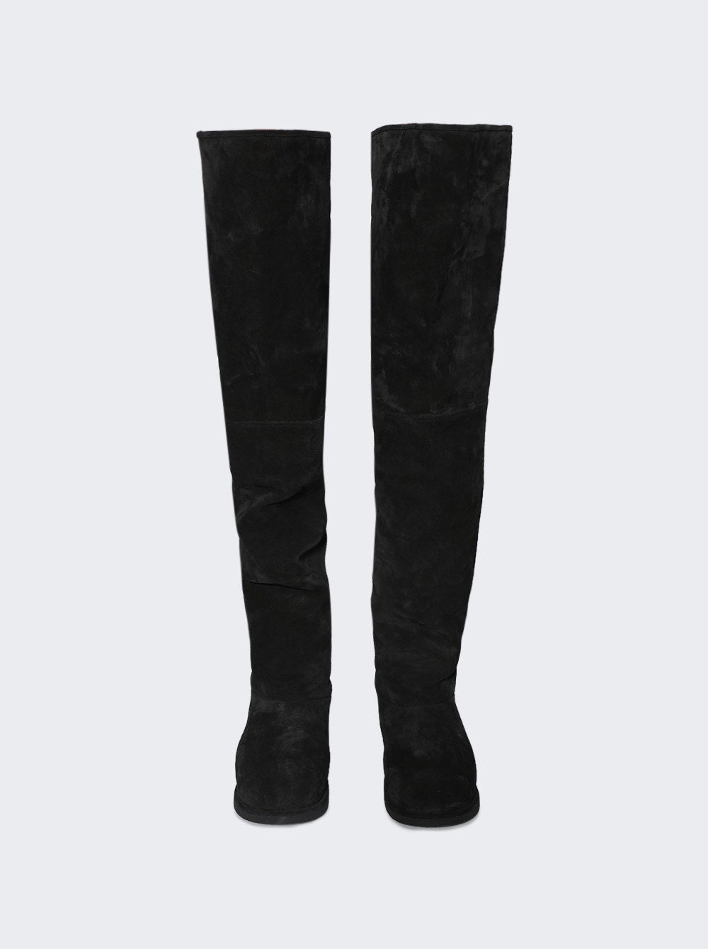Women | Amina Muaddi | Heidi Thigh High Boot Crosta And Ivory Shearling | Black