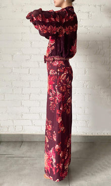 Hemant And Nandita | Aafa Linen Cotton Fitted & Flared Pants | Red/Beige