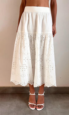 Hemant And Nandita | Adya Poplin Midi Skirt | Off White