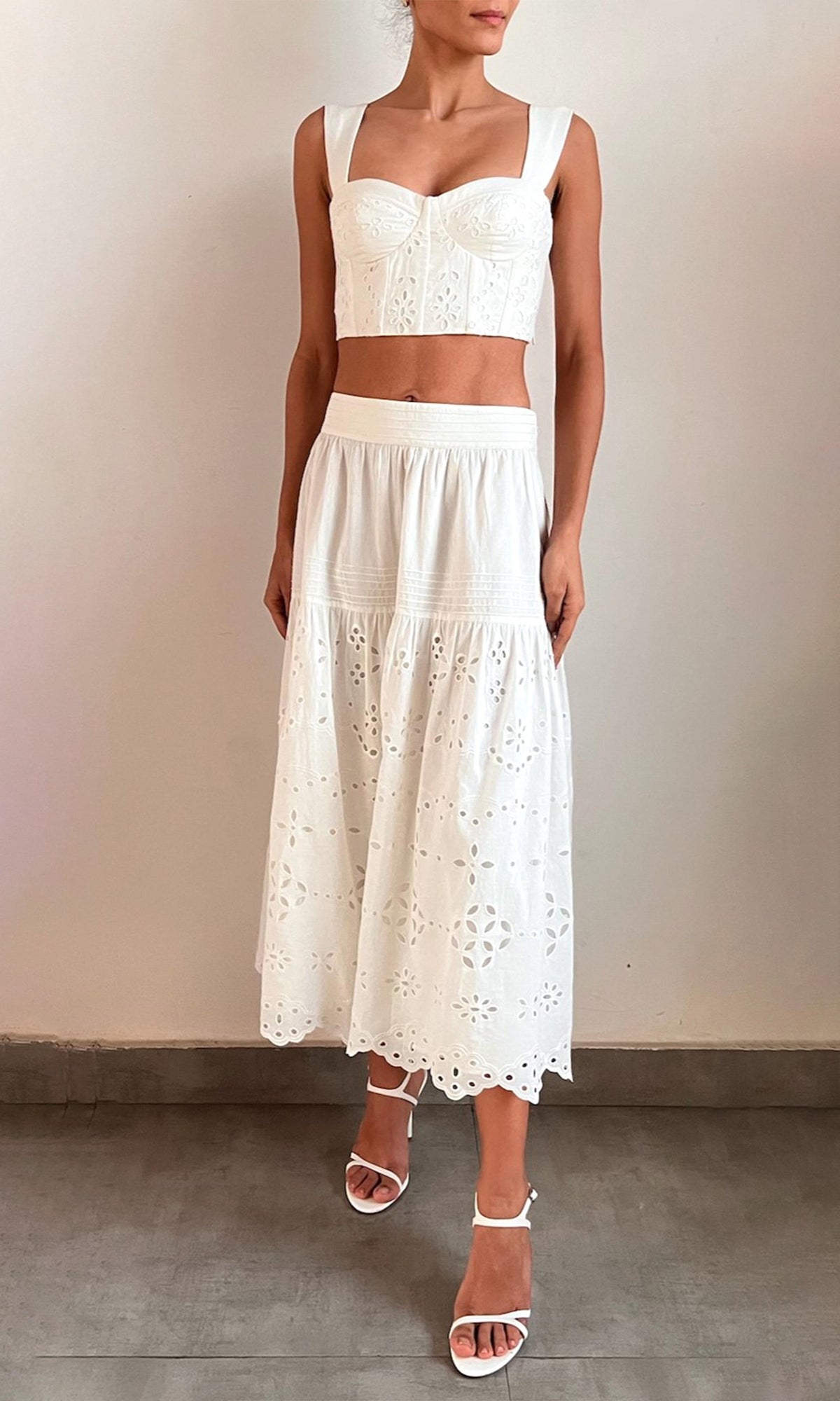 Hemant And Nandita | Adya Poplin Midi Skirt | Off White