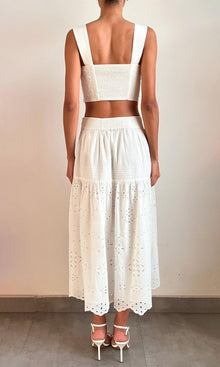 Hemant And Nandita | Adya Poplin Midi Skirt | Off White