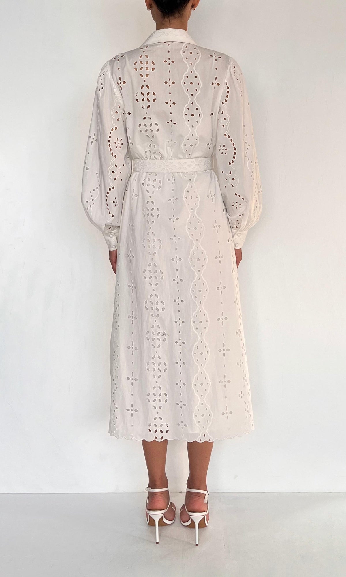 Womens | Adya Cotton Schiffli Midi Dress | White