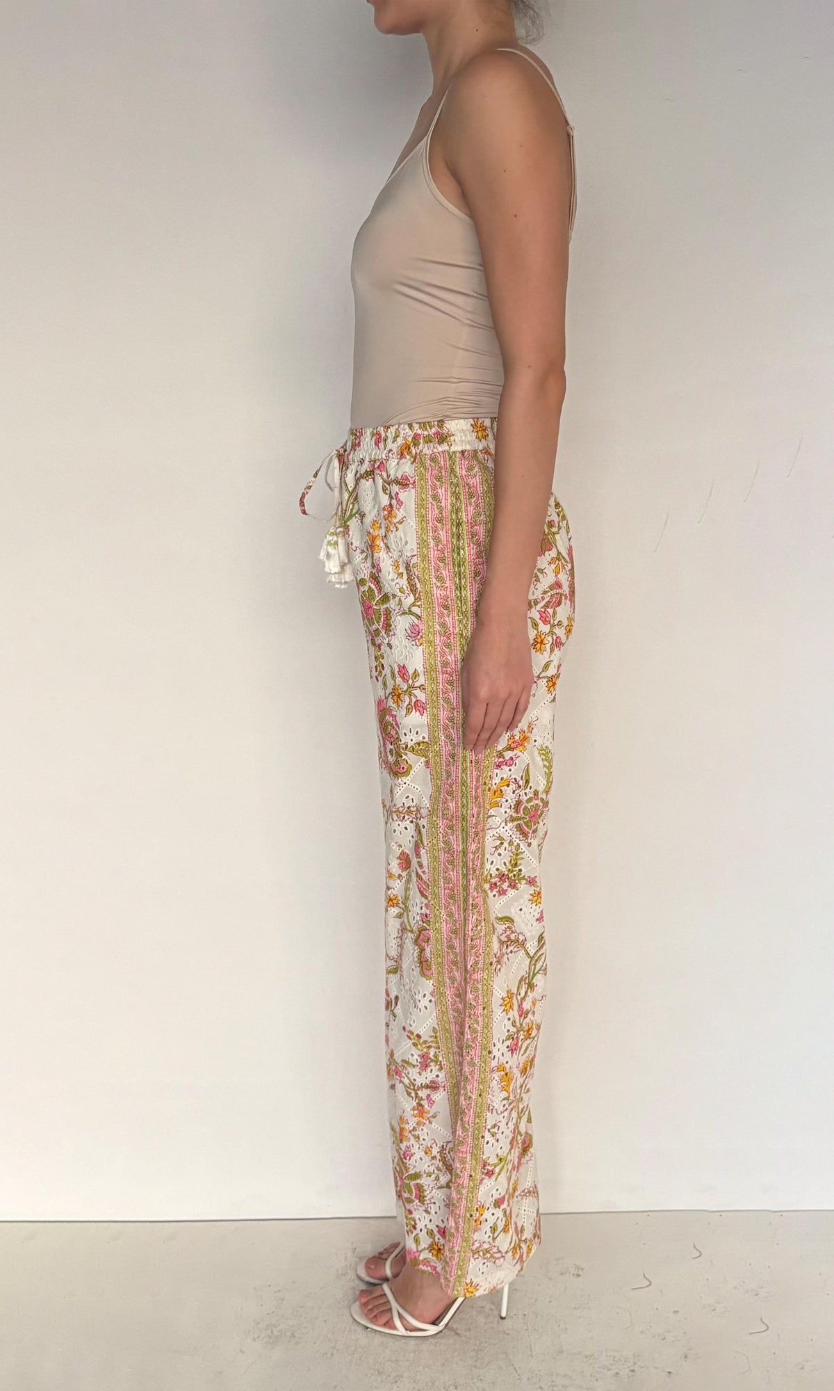 Womens | Aira Cotton Schiffli Pants | Off White